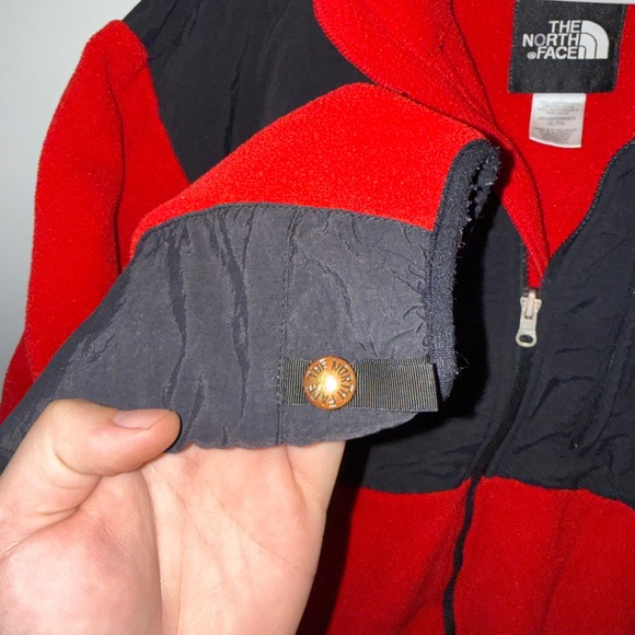 Vintage The North Face Denali Fleece Jacket Mens XL Red Black Colorblock Zip - Picture 3 of 6